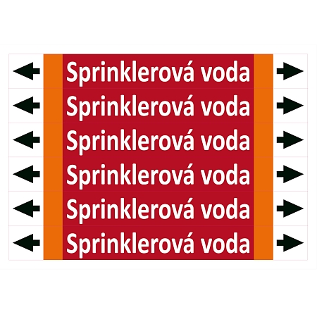 Značení potrubí ISO 20560, sprinklerová voda, 200 × 26 mm